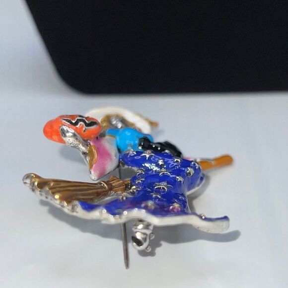 KIRK'S FOLLY BROOCH / CLIP PENDANT BLUE STELLA BY STARLIGHT WITCH SILVERTONE - Picture 7 of 9